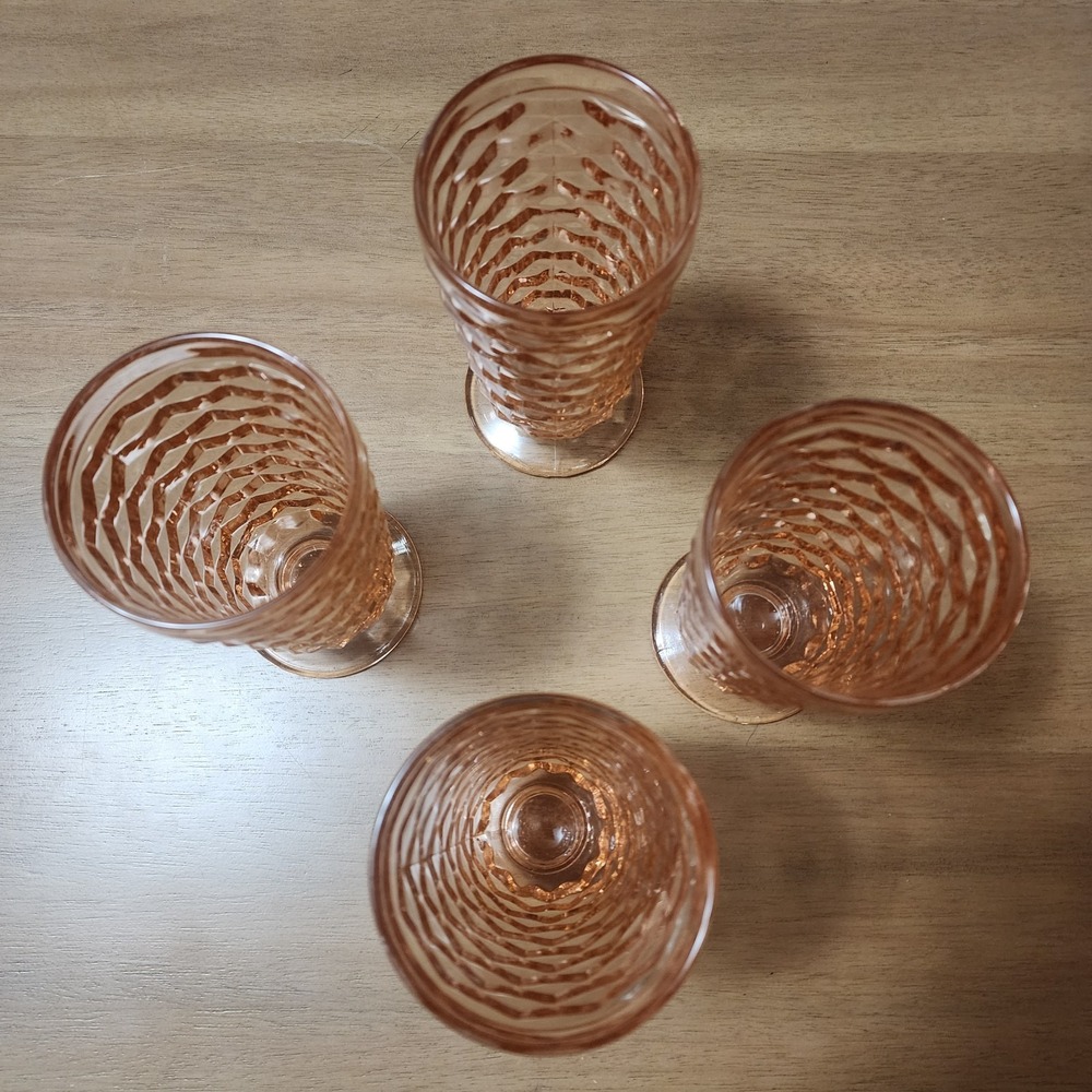 Colony Whitehall Peach Iced Tea Vintage Pink Cubist Tumbler Set Of 4 - Picture 3 of 8